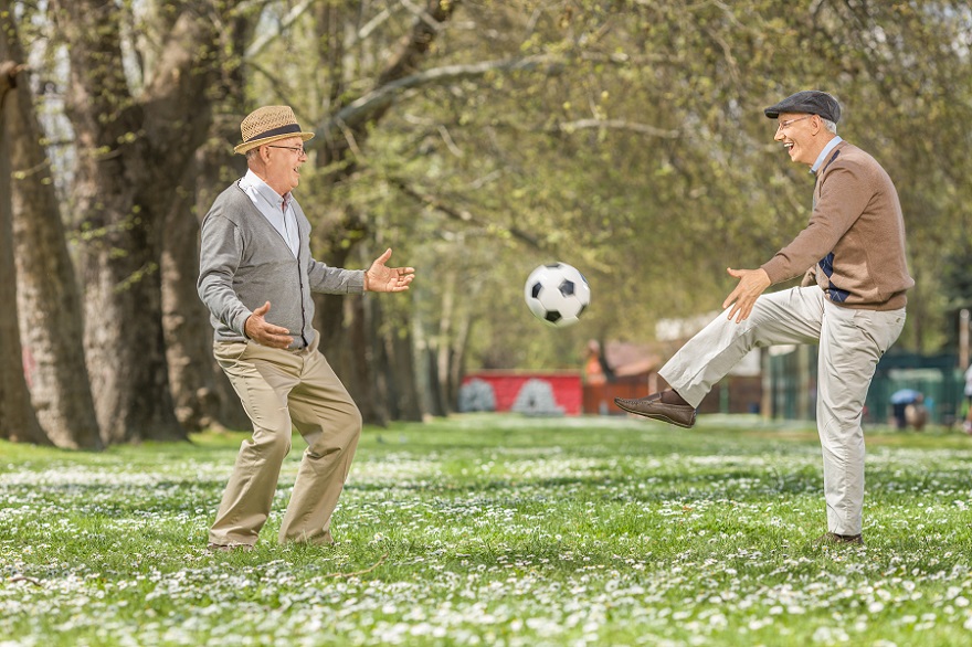 two seniors playing football