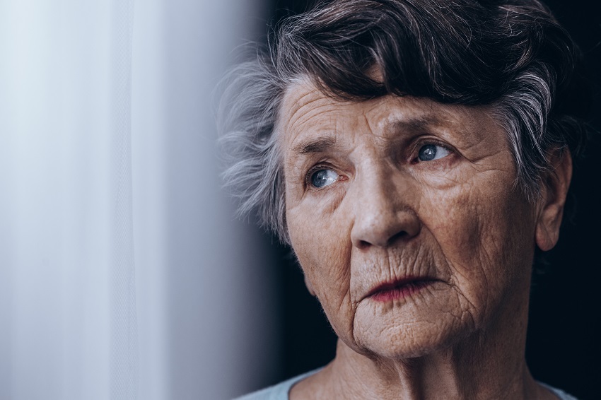 a depressed senior woman 