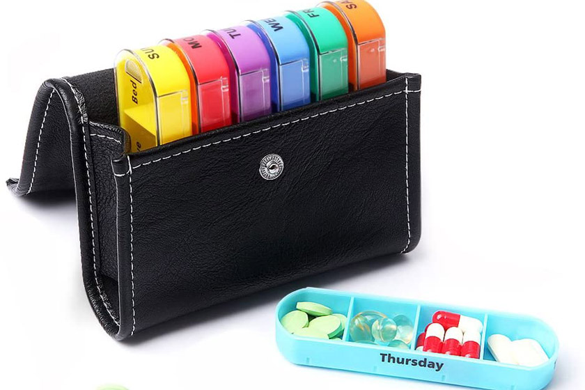 Kononia Weekly Pill Organizer with Leather Case 3 Times a Day, Weekly Pill  Box for Travel and Office, Weekly Pill Case for School.