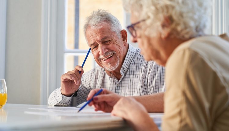 senior couple learning language