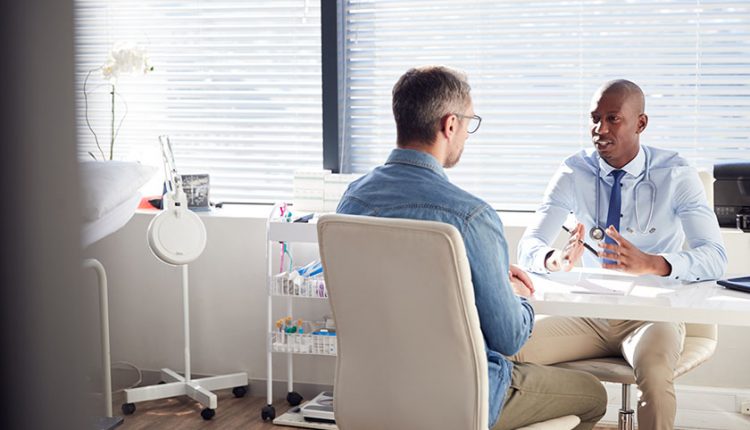 A man having an appointment with his dermatologist