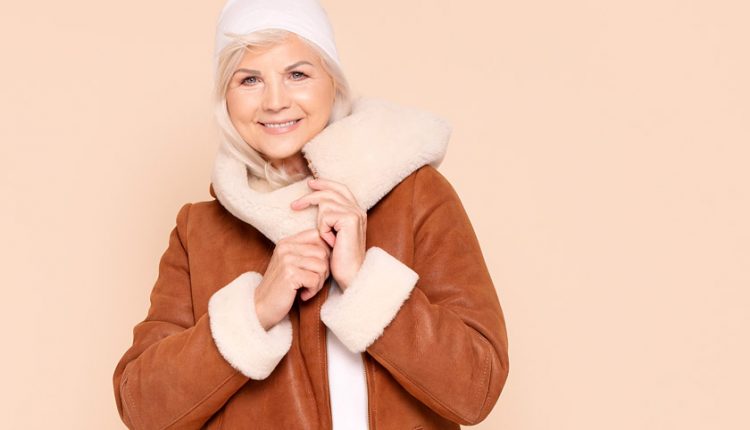 Beautiful senior woman in a warm winter wardrobe