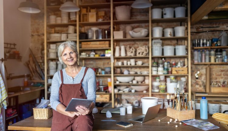 Senior woman in an art studio