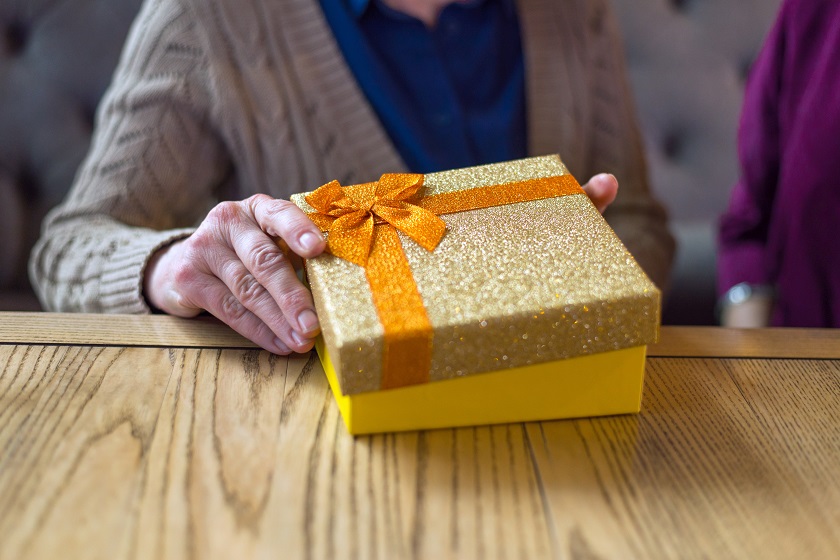 A gift in a box for a senior