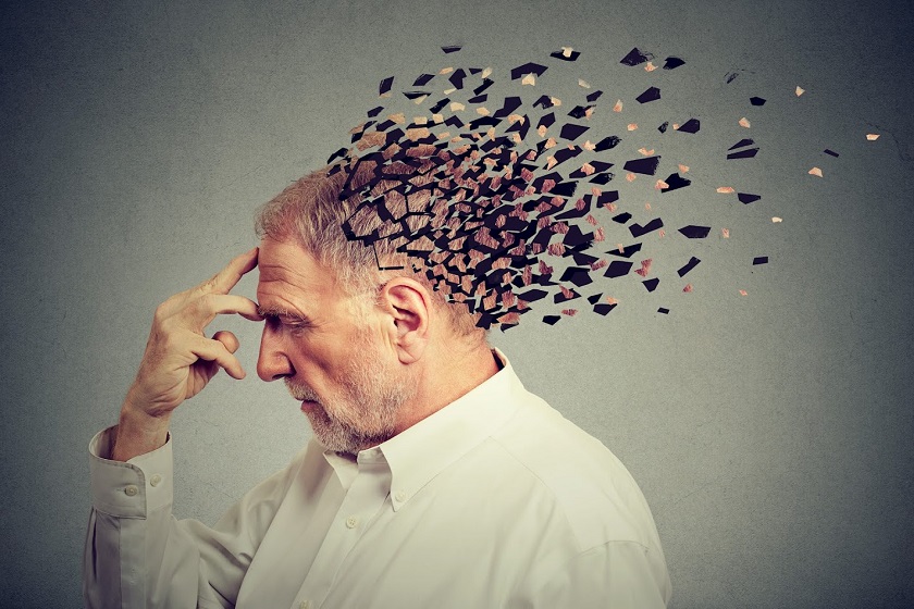 Dementia: A senior man with a dispersing mind