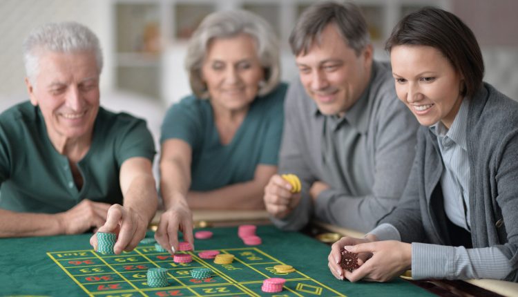 Happy family at casino