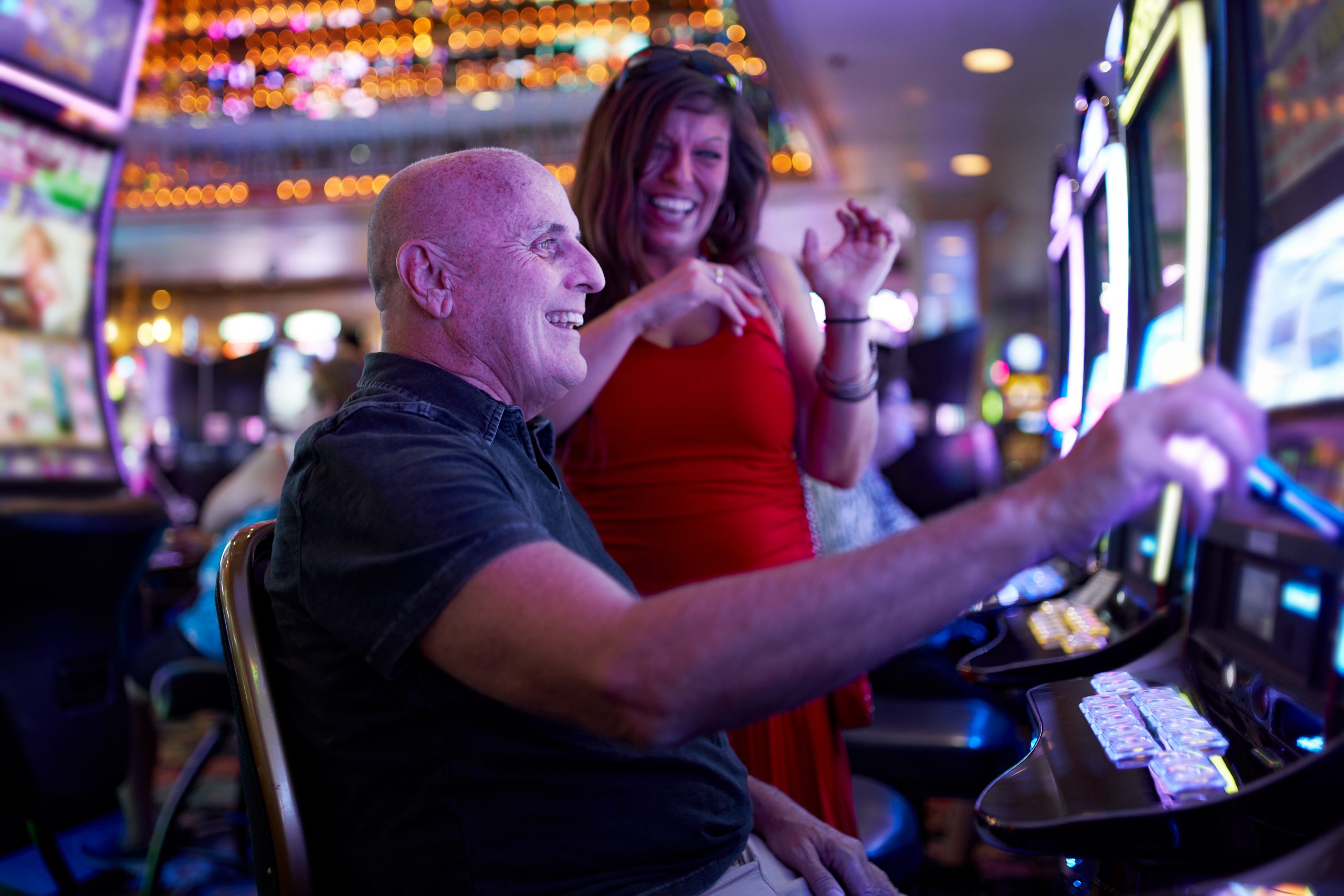 Elderly couple in casino